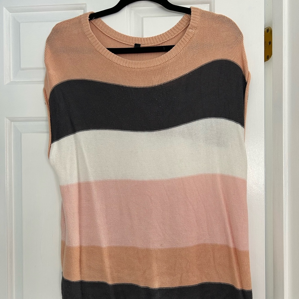 Chic Striped Sweater - Black, White, Pink, Tan